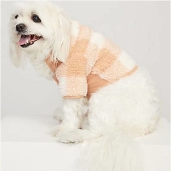 Rib-Panel Gingham Sherpa Pet Jacket - Picture 1 of 8